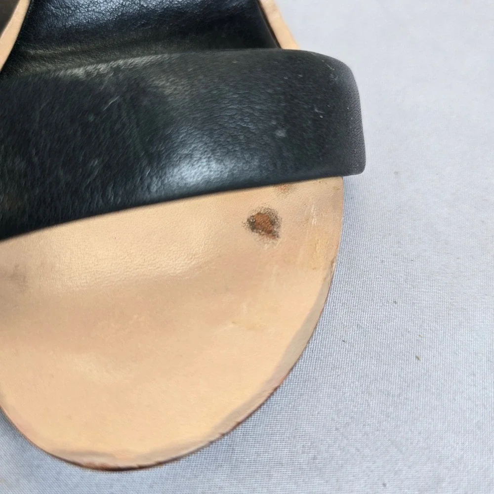 Rag Bone‎ New York Black Leather Crossover Wedge Mules Made in Italy Woman 7 US